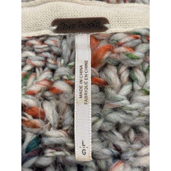 FREE PEOPLE Mystical Neon Orange Cuff Chunky Hooded Sweater L $228 Retail - Picture 7 of 10